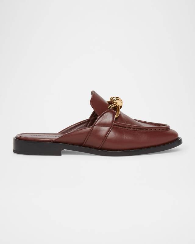 Astaire Knot Leather Loafer Mules